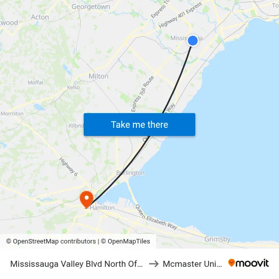 Mississauga Valley Blvd North Of Central Pky to Mcmaster University map