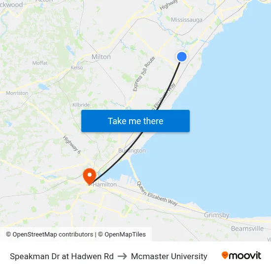 Speakman Dr at Hadwen Rd to Mcmaster University map
