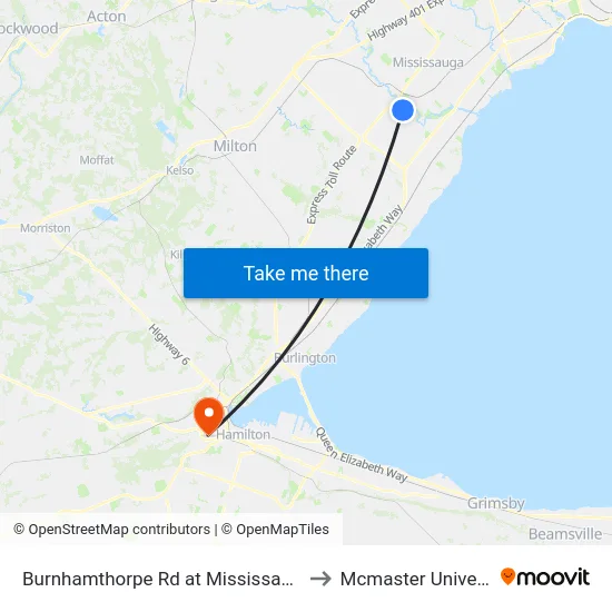 Burnhamthorpe Rd at Mississauga Rd to Mcmaster University map