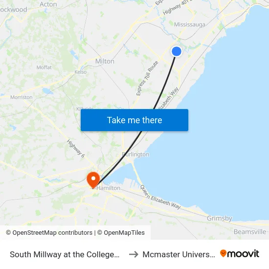 South Millway at the Collegeway to Mcmaster University map