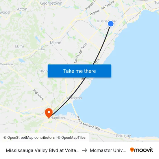 Mississauga Valley Blvd at Voltarie Cres to Mcmaster University map