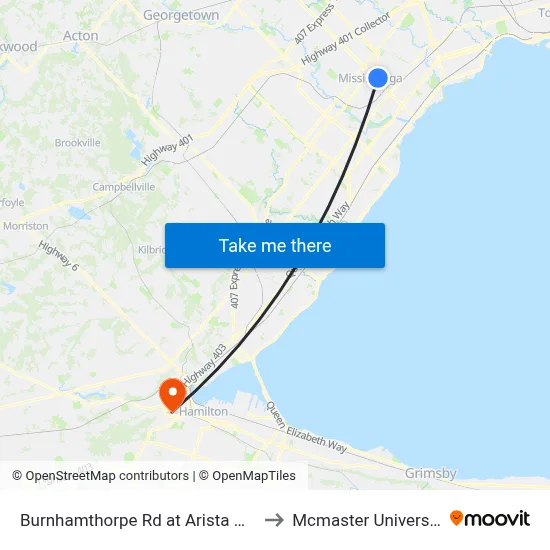 Burnhamthorpe Rd at Arista Way to Mcmaster University map