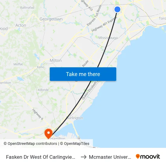 Fasken Dr West Of Carlingview Dr to Mcmaster University map