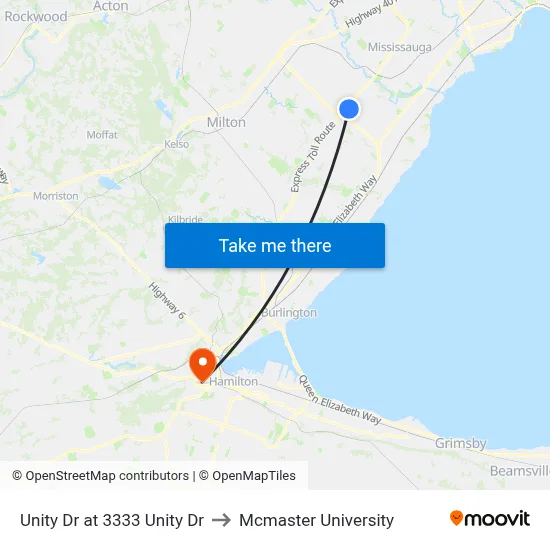Unity Dr at 3333 Unity Dr to Mcmaster University map