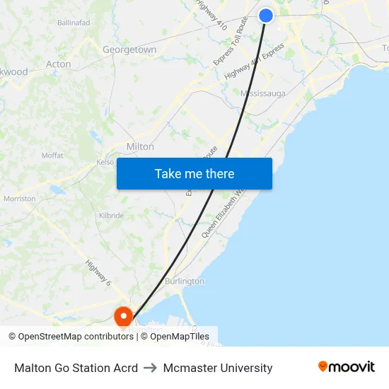 Malton Go Station Acrd to Mcmaster University map