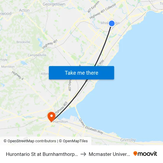 Hurontario St at Burnhamthorpe Rd to Mcmaster University map