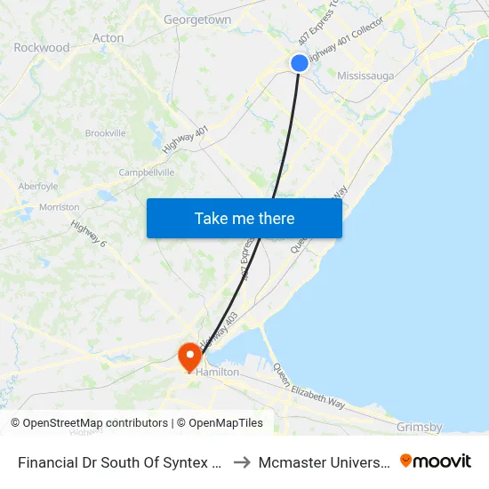 Financial Dr South Of Syntex Crt to Mcmaster University map