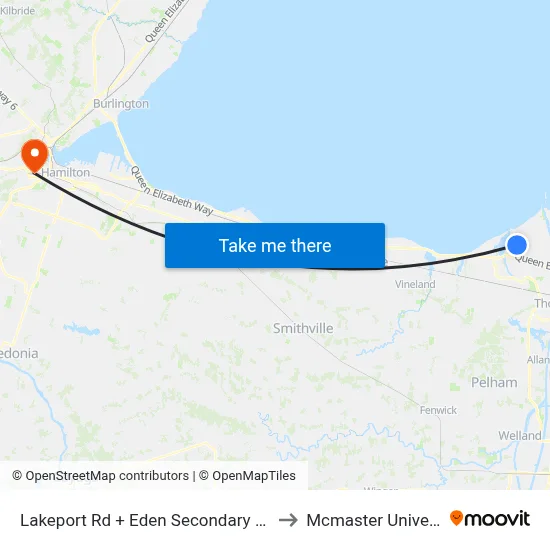Lakeport Rd + Eden Secondary School to Mcmaster University map