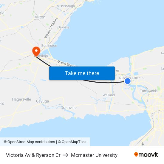 Victoria Av & Ryerson Cr to Mcmaster University map