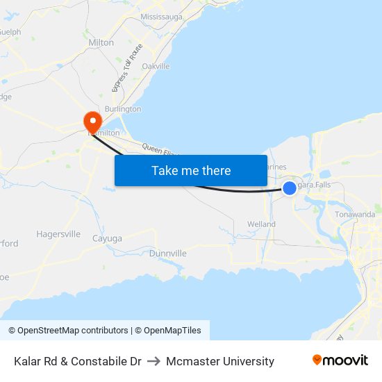Kalar Rd & Constabile Dr to Mcmaster University map