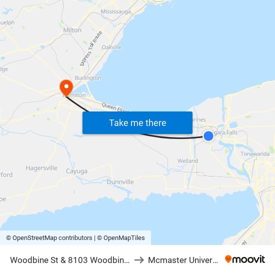 Woodbine St & 8103 Woodbine St to Mcmaster University map