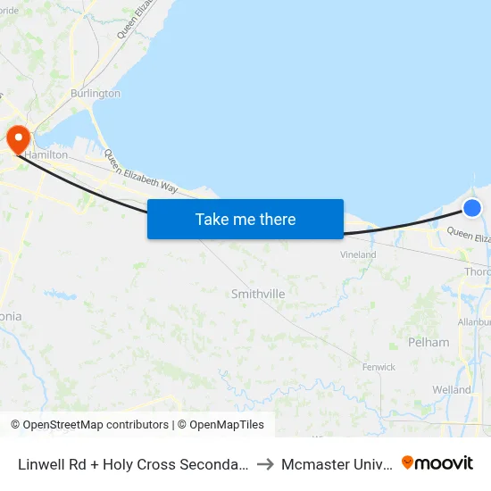 Linwell Rd + Holy Cross Secondary School to Mcmaster University map