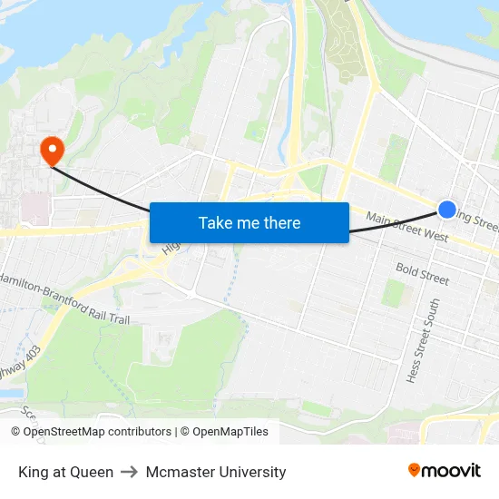 King at Queen to Mcmaster University map
