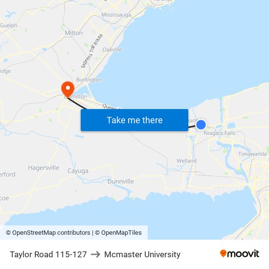 Taylor Road 115-127 to Mcmaster University map