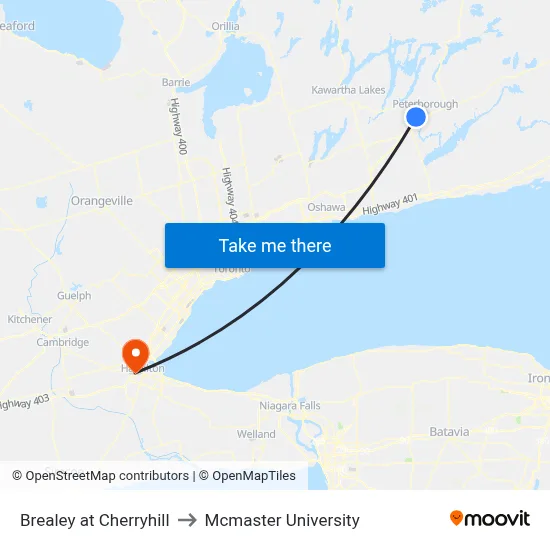 Brealey at Cherryhill to Mcmaster University map