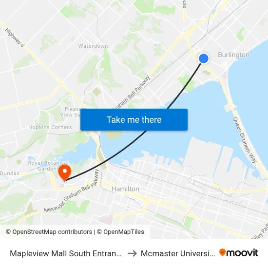 Mapleview Mall South Entrance to Mcmaster University map