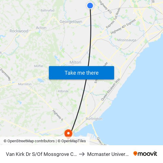 Van Kirk Dr S/Of Mossgrove Cres to Mcmaster University map