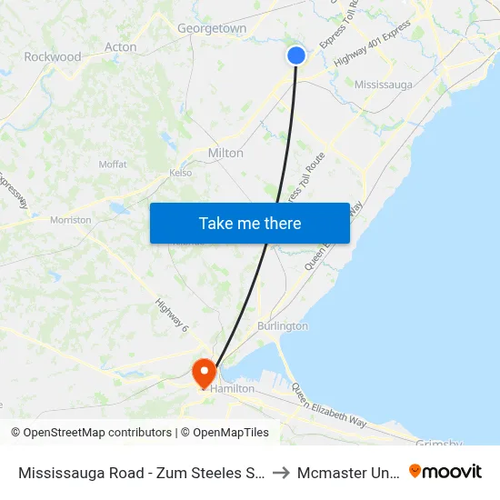 Mississauga Road - Zum Steeles Station Stop Eb to Mcmaster University map