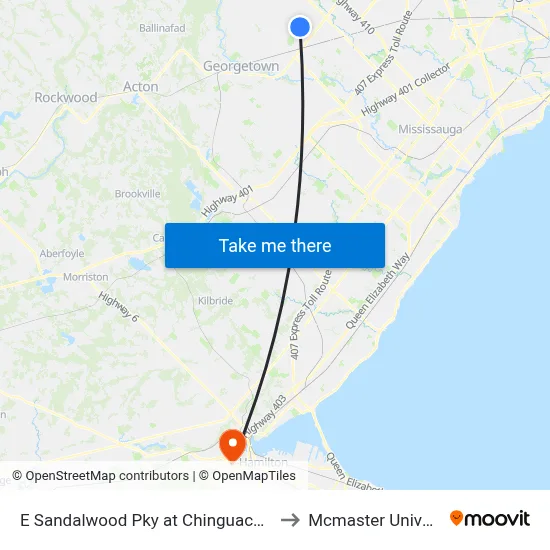 E Sandalwood Pky at Chinguacousy Rd to Mcmaster University map