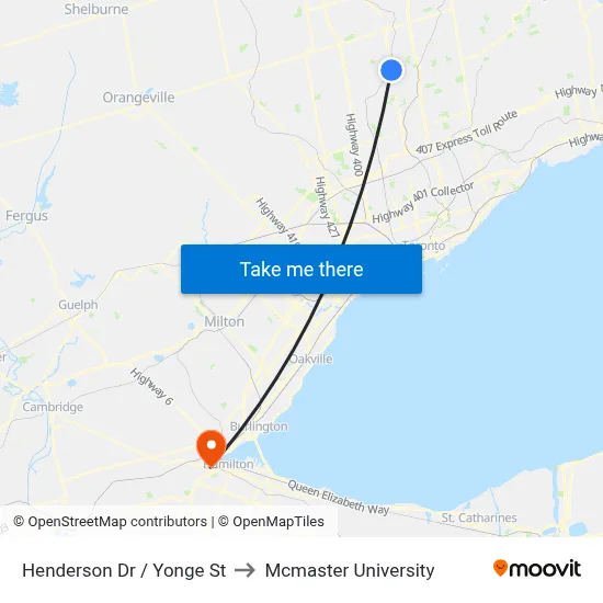 Henderson Dr / Yonge St to Mcmaster University map