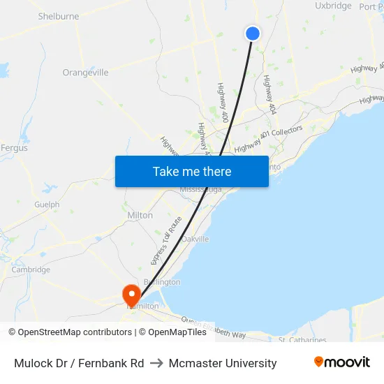 Mulock Dr / Fernbank Rd to Mcmaster University map