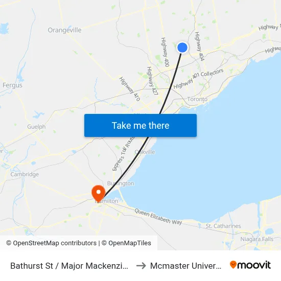 Bathurst St / Major Mackenzie Dr to Mcmaster University map