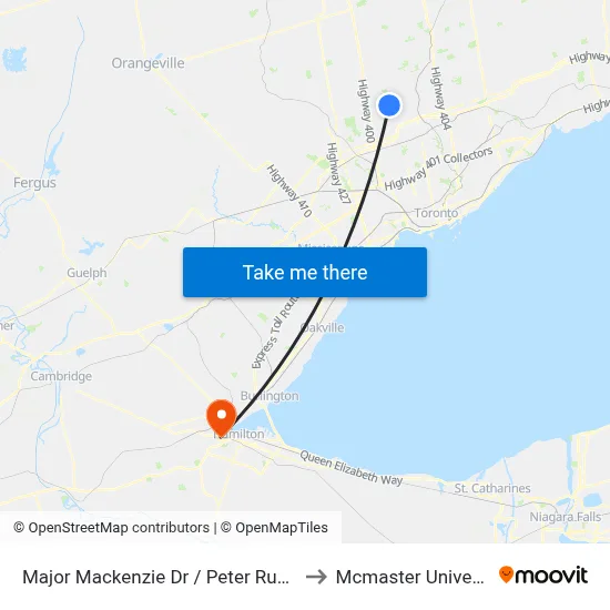 Major Mackenzie Dr / Peter Rupert A to Mcmaster University map