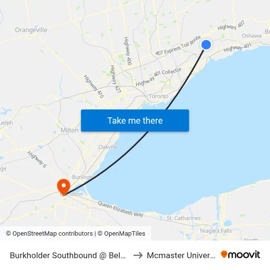 Burkholder Southbound @ Belcourt to Mcmaster University map