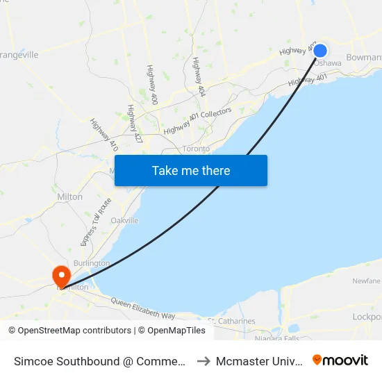 Simcoe Southbound @ Commencement to Mcmaster University map