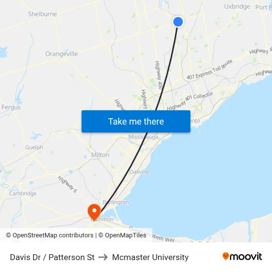 Davis Dr / Patterson St to Mcmaster University map