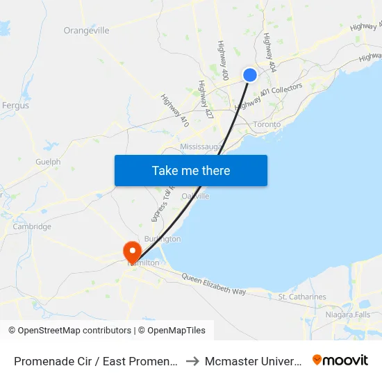 Promenade Cir / East Promenade to Mcmaster University map