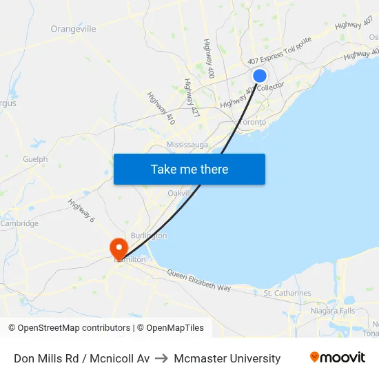 Don Mills Rd / Mcnicoll Av to Mcmaster University map