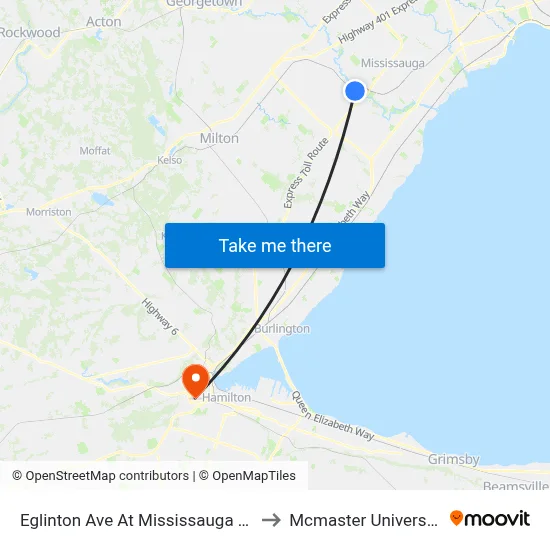 Eglinton Ave At Mississauga Rd to Mcmaster University map