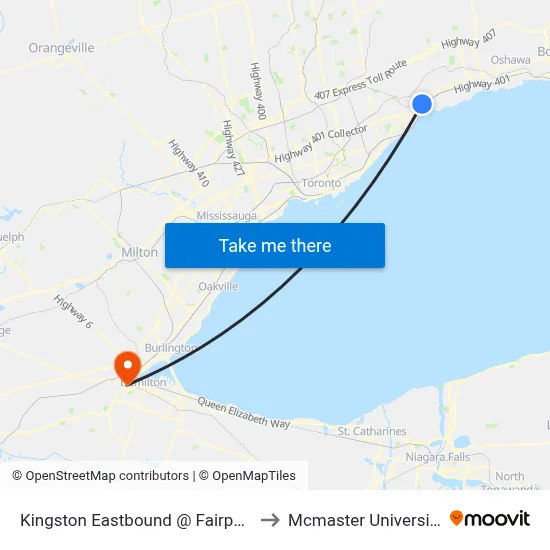 Kingston Eastbound @ Fairport to Mcmaster University map