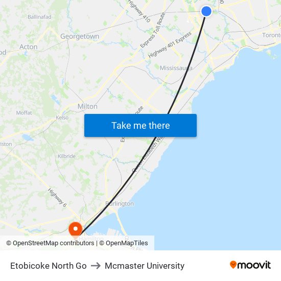 Etobicoke North Go to Mcmaster University map
