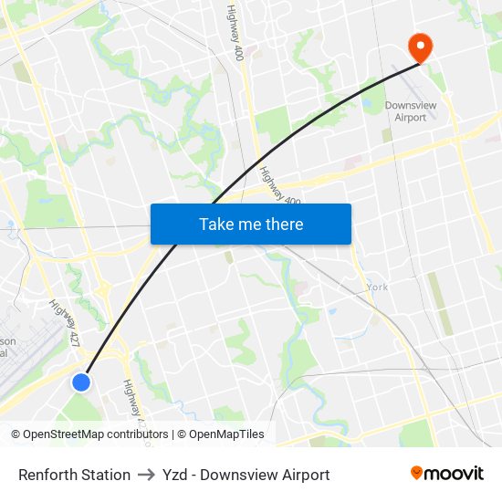 Renforth Station to Yzd - Downsview Airport map