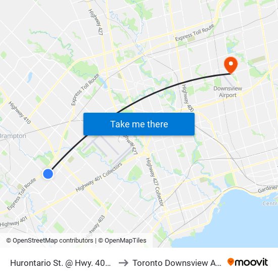 Hurontario St. @ Hwy. 407 Park & Ride to Toronto Downsview Airport (Yzd) map