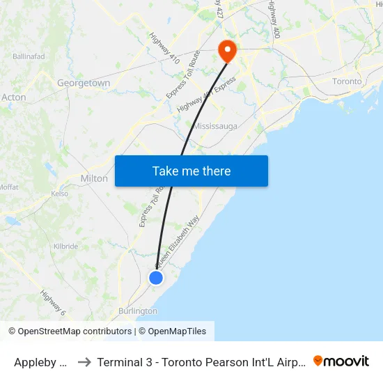 Appleby Go to Terminal 3 - Toronto Pearson Int'L Airport map