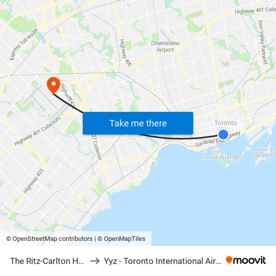 The Ritz-Carlton Hotel to Yyz - Toronto International Airport map