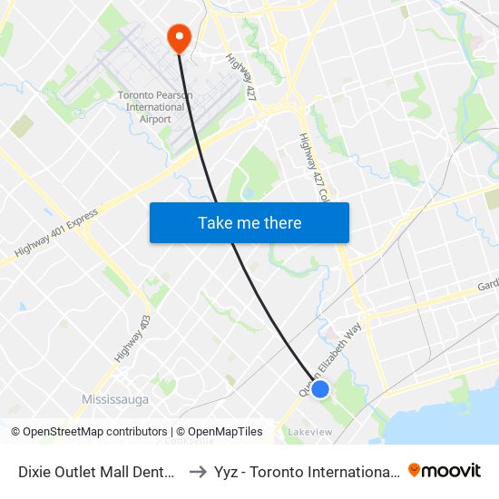 Dixie Outlet Mall Dental Office to Yyz - Toronto International Airport map