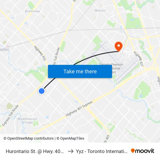 Hurontario St. @ Hwy. 407 Park & Ride to Yyz - Toronto International Airport map