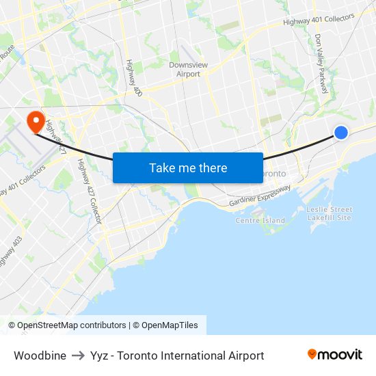 Woodbine to Yyz - Toronto International Airport map