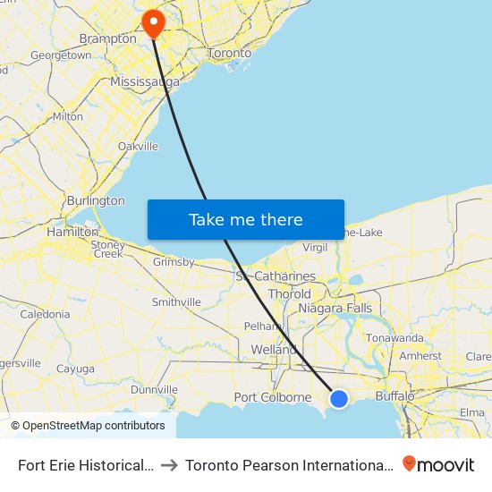 Fort Erie Historical Museum to Toronto Pearson International Airport (Yyz) map