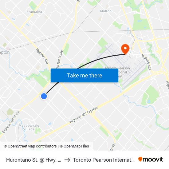 Hurontario St. @ Hwy. 407 Park & Ride to Toronto Pearson International Airport (Yyz) map