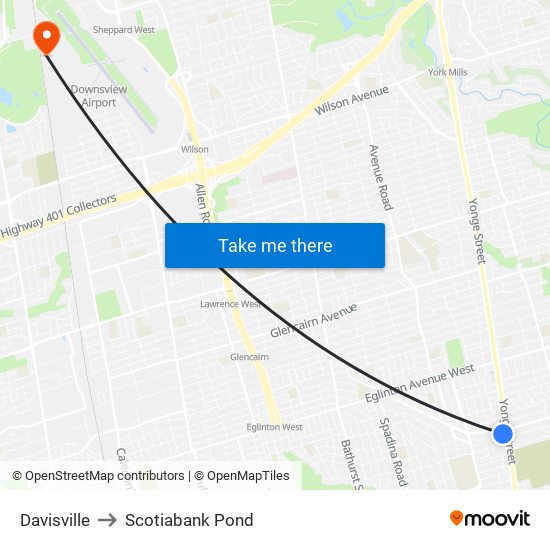 Davisville to Scotiabank Pond map