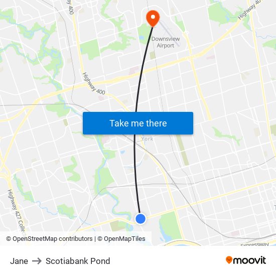 Jane to Scotiabank Pond map