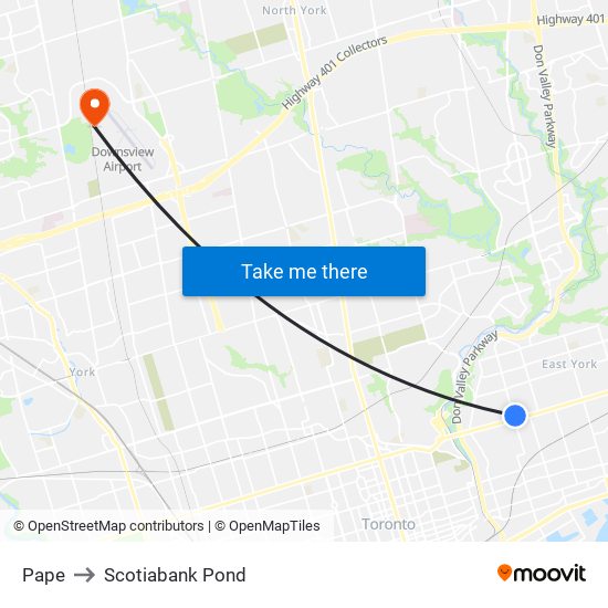 Pape to Scotiabank Pond map