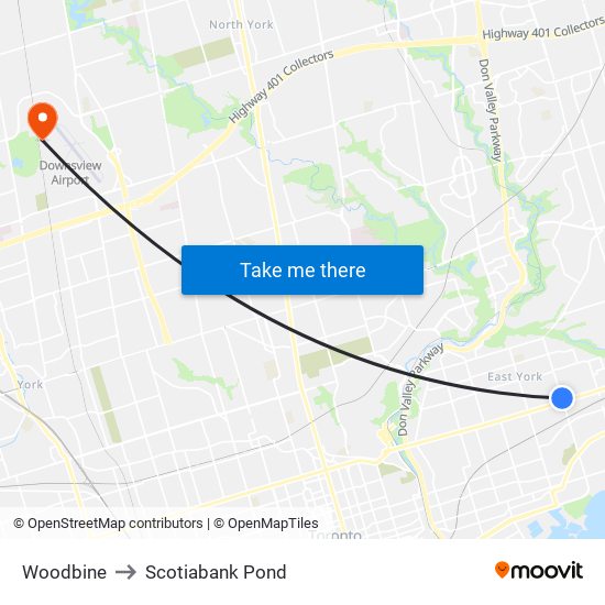 Woodbine to Scotiabank Pond map