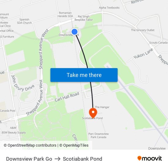 Downsview Park Go to Scotiabank Pond map