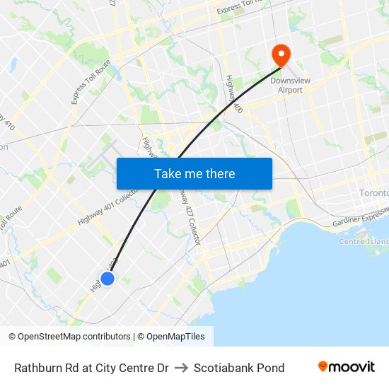 Rathburn Rd at City Centre Dr to Scotiabank Pond map